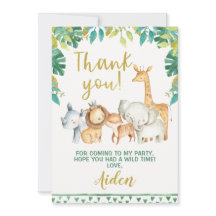 Tackkort för pojke med vild safari