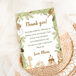 Tackkort för pojkes födelsedagsfest med söt dinosa inbjudningar