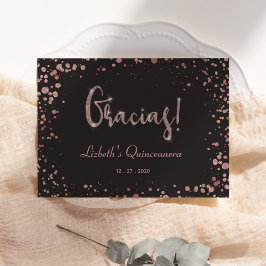 Tackkort för Quinceanera, Rosa Guld Glam Tilläggskort