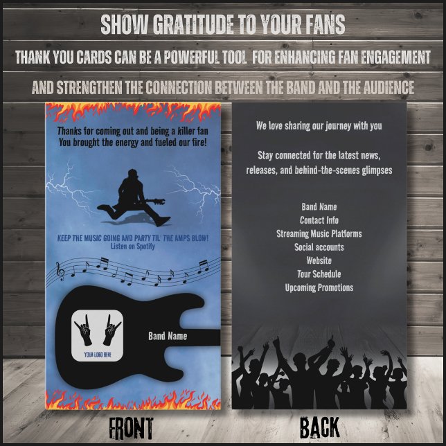 Tackkort för Rock & Roll Band eller Musiker Fans Visitkort (Rock & Roll Band/Musician Fan Thank You Card)
