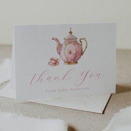 Tackkort för rosa teparty