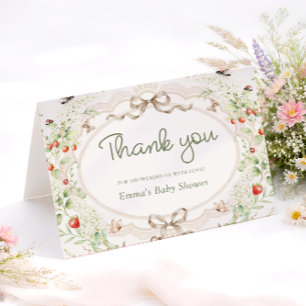 Tackkort för rustic baby shower Baby in Bloom