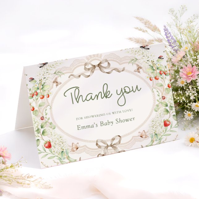 Tackkort för rustic baby shower Baby in Bloom (Skapare uppladdad)