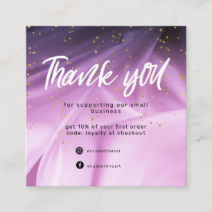 tackkort för satsellavender rosa glitter fyrkantigt visitkort