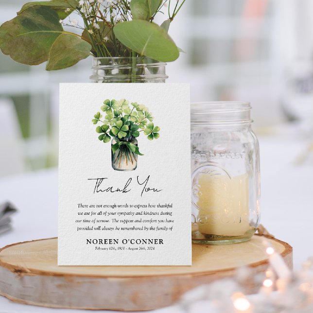 Tackkort för Shamrock-klöverbukett med kondoleanse Tack Kort (Skapare uppladdad)