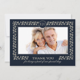 Tackkort för Silverjubileum i Marinblått Tack Kort