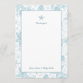 Tackkort för snäckorpojkebaby shower tack kort