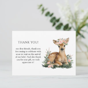 Tackkort för Sommarfawn Vattenfärg Babyshower Tack Kort