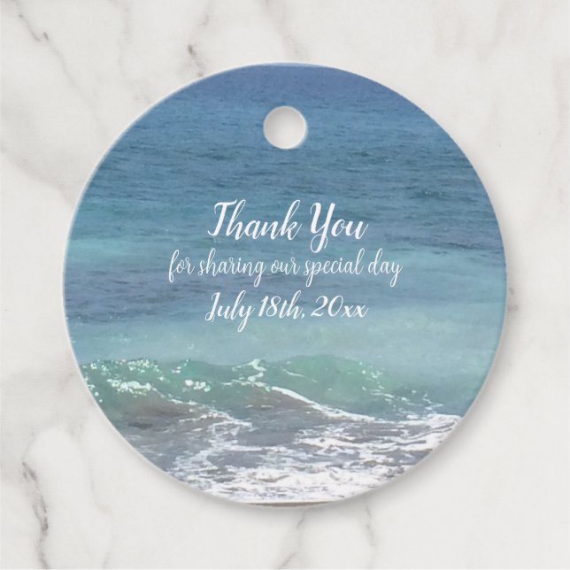 Tackkort för strand och hav gåvor etiketter (Framsida)