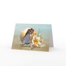 Tackkort för strandbröllopsfoto