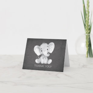 Tackkort för svart tavlaelefantbaby shower