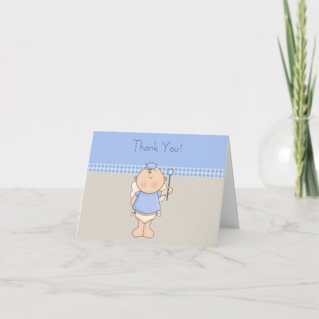 Tackkort för Tan Blue Prince Baby Pojke (Framsida)