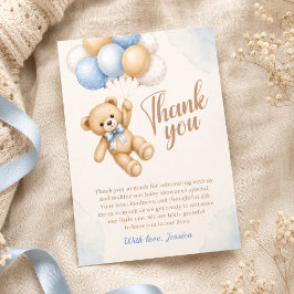 Tackkort för Teddybjörn Baby Shower Tack Kort