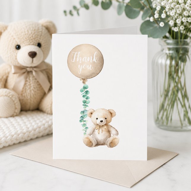 Tackkort för Teddybjörn Babyshower (Thank you card with cute bear)