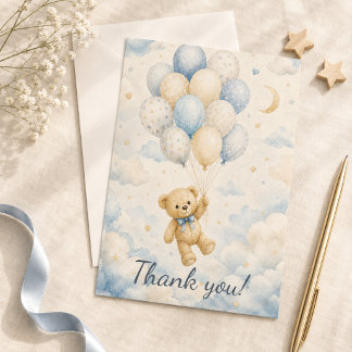Tackkort för Teddybjörn Babyshower Tack Kort