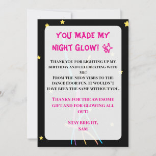 Tackkort för Teen Glow Party – Neon Nights Edition Inbjudningar