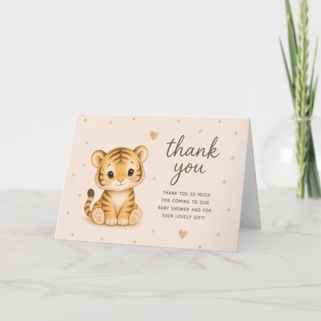 Tackkort för Tiger Cub Baby Shower Kort (Framsida)