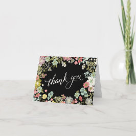 Tackkort för trädgårdsbröllop med blommotiv