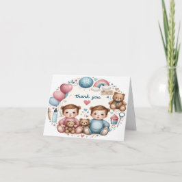 Tackkort för tvillingflickor eller Nyfödd bebis Gi