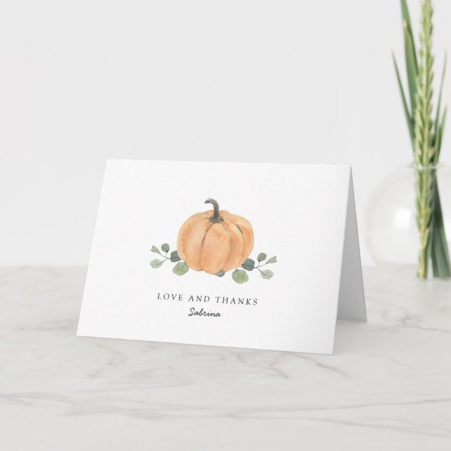 Tackkort för vattenfärg Pumpkin Kärlek och Tack Inbjudan (Framsida)