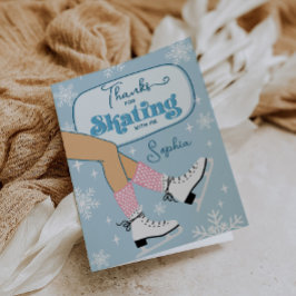 Tackkort för vinterfödelsedagsfest med isskridskoå