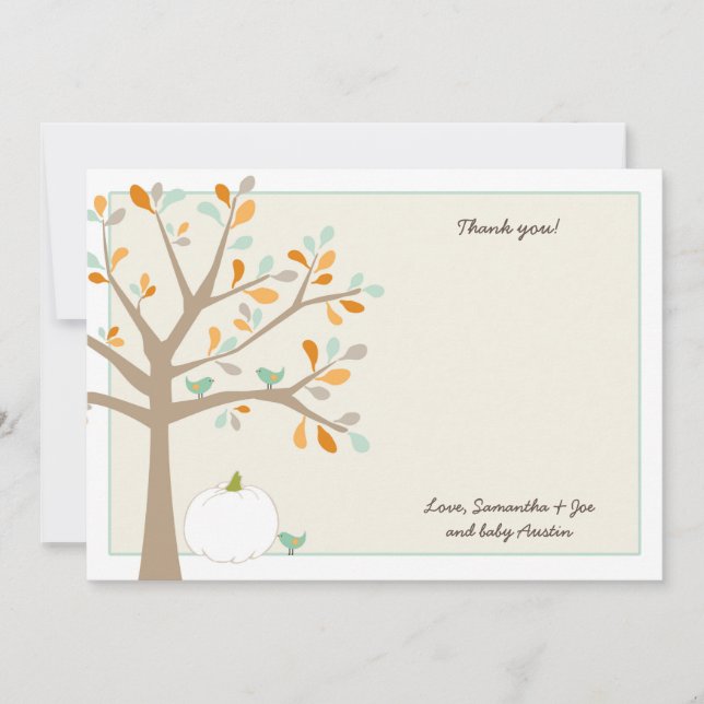 Tackkort för vit pumpa anteckningskort (Framsida)