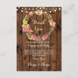 Tackkort Förlovning Blommig Träbröllop Tack Kort