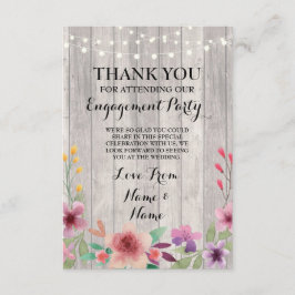 Tackkort Förlovning Bröllop Trä Blommig Tack Kort