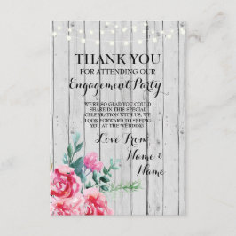 Tackkort Förlovning Bröllop Trä Röd Blommig Inbjudningar