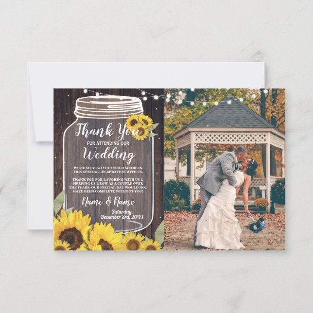 Tackkort Foto Rustik Solros Ljusstake Inbjudningar (Framsida)