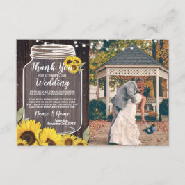 Tackkort Foto Rustik Solros Lyktgarland Inbjudningar