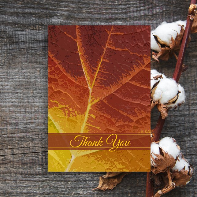 Tackkort från hösten Löv - plattor Inbjudningar (Show your appreciation after your Fall event with the Shades of Autumn Leaf Thank You Note.)