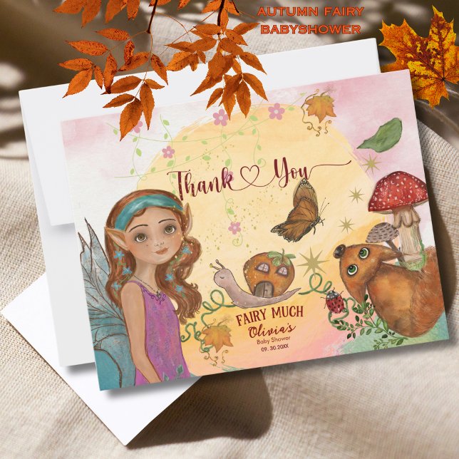 Tackkort från Whimsique Autumn Fairy Shower Tack Kort (Whimsical Autumn Fairy Baby Shower Thank You Note)