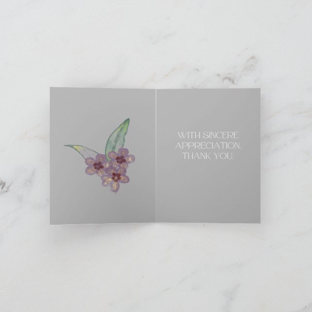 Tackkort - Grå blommor Kort (Inuti)