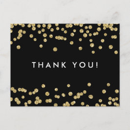 Tackkort Guld Faux Glitter confetti Black Vykort
