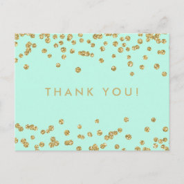 Tackkort Guld Faux Glitter confetti Mint Vykort