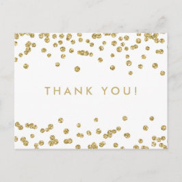 Tackkort Guld Faux Glitter confetti White Vykort