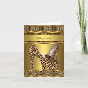 Tackkort Höga klackar Skor Leopard Guld 2