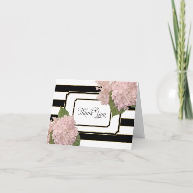 Tackkort Hortensia Blommig Art Deco Randig (Framsida)