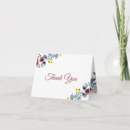 Tackkort i akvarell med rosor i gult och blått