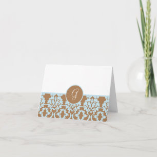 Tackkort i Damask Pattern Monogram