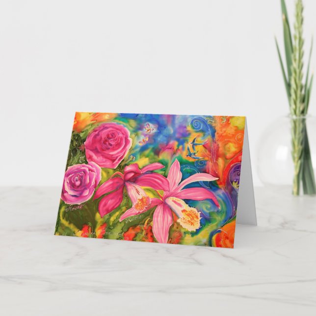 Tackkort i färgat Garden Silke Art  (Framsida)
