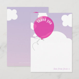 TACKKORT I FET STIL ballong lila himmel rosa Inbjudningar