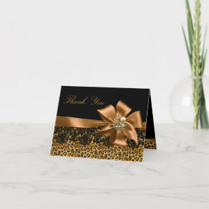 Tackkort i guld och svart leopard