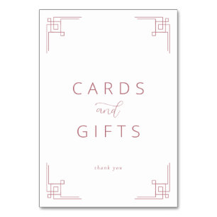 Tackkort i minimalistisk rosa med tacktema bordsnummer