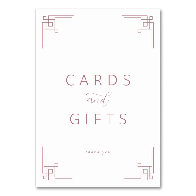 Tackkort i minimalistisk rosa med tacktema bordsnummer (Framsidan)
