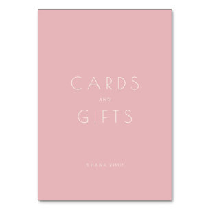 Tackkort i minimalistisk rosa med tacktema bordsnummer