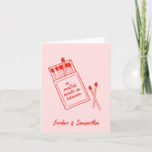 Tackkort i rosa vikta 'En match gjord i himlen'