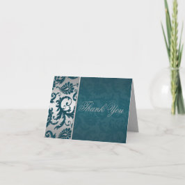 Tackkort i silver och teal-damask II