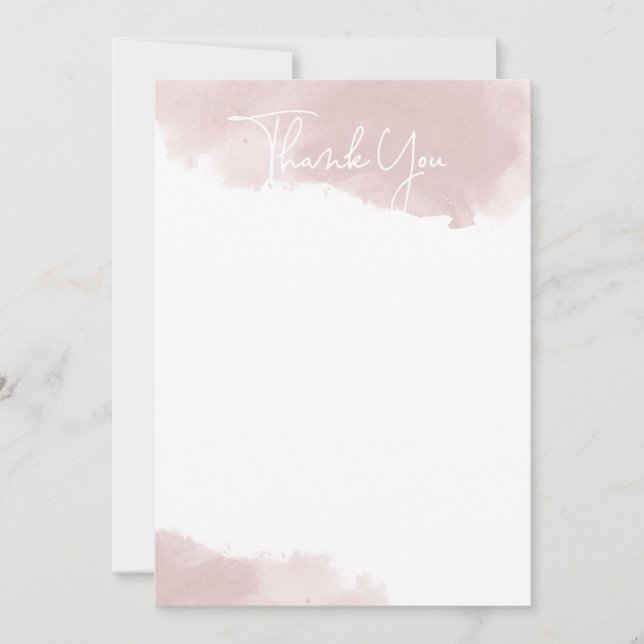 Tackkort i vattenfärg med rosa nyans tack kort (Framsida)